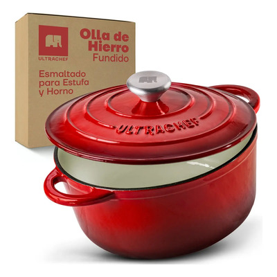Olla Hierro Fundido Esmaltada Ultrachef 28cm 6 Litros Color Rojo | Meses sin interés