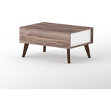 Mesa Ratona De Living Rectangular Madera Nórdica - Elevable Color Blanco