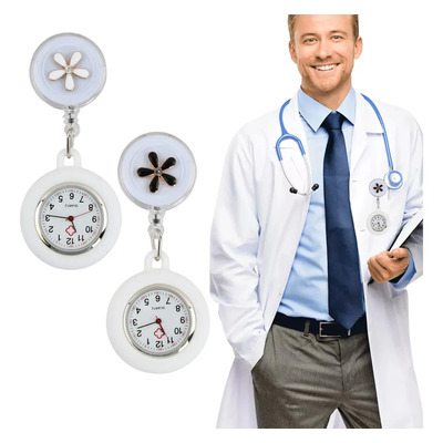 2pcs Reloj De Bolsillo Con Broche Para Enfermera Y Doctor Blanco