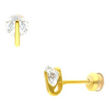 Broqueles Bizzarro De Oro Amarillo Con Zirconia 14k