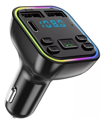 Cargador Auto Usb Bluetooth Reproductor Mp3 Fm Sd Luz Rgb