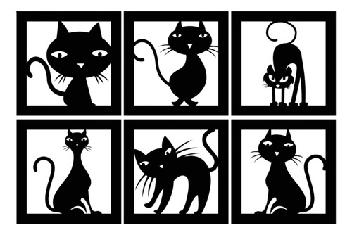 Quadros Decorativos Gato Pet Sala Mdf Vazado Pequeno 10x10