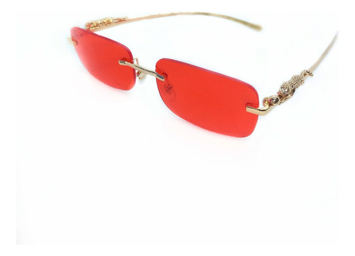 Lentes De La Moda Sin Montura Y De Diseñador En Color Rojo