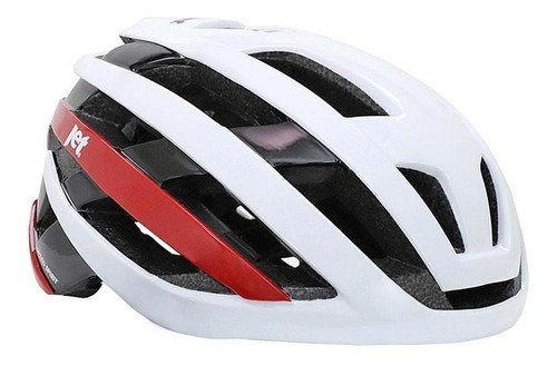 Capacete Bike Mtb Ciclismo Jet Hawker Enduro Para Bicicleta Cor Branco/vermelho Tamanho 58-61cm