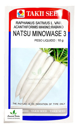 Sementes De Rábano Hib Natsu Minowase N° 3 Env. C/ 10 Gramas