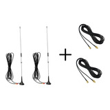 2  Antenas Auto Radios Baofeng + 2 Extensiones De 5 Mts