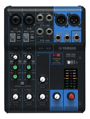 Mesa De Som Yamaha Mg06 6 Canais Mixer Bivolt