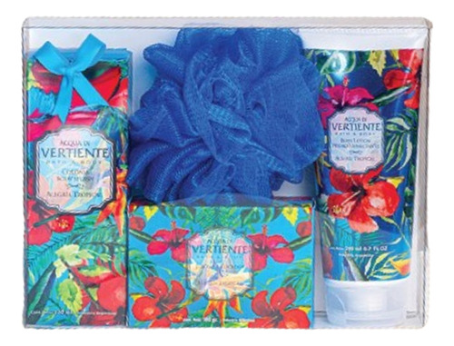 Vertiente Alegria Tropical Crema+body Splash +jabon +esponja