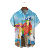 Axw Camisa Hawaiana Unisex Parrots Gafas Camisas Impresas