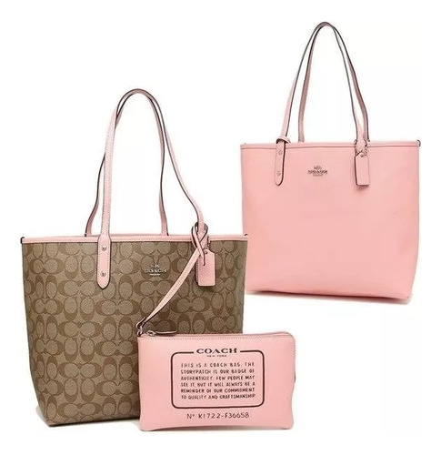 Bolsa Coach Tote Monogram Signature Reversible Original 