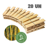 Prendedor Pregador De Roupa 20 Unidade De Bambu Sustentável