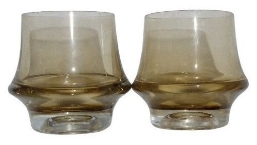 Vaso Whisky  Cristal Colate Color Ambar X 2