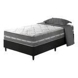 Cama Box Solteiro King Preto + Colchão Molas Ensacadas Miami