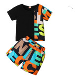 Conjunto 2pcs Camiseta & Shorts Para Bebé Niños 0-24 M