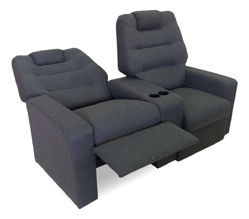 Sillón Poltrona Reclinable Doble Cine Con Posavasos Tela 