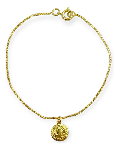 Pulsera San Benito 10mm Enchapado Oro 18k