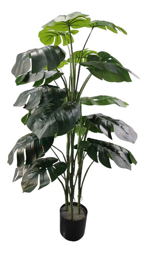 Planta Monstera Artificial De 1.2 Maceta + Musgo De Regalo