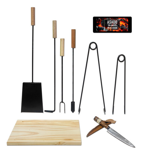 Juego Accesorios Parrilla Asado Kit X9 Piezas Herramientas