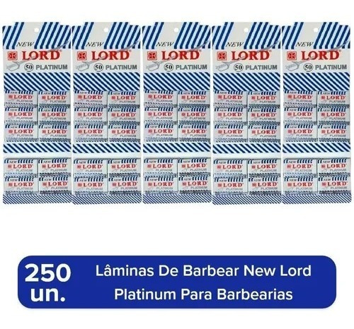 Kit 5 Cartelas Lâmina Platinum Class Barbear 250 Pçs - Lord