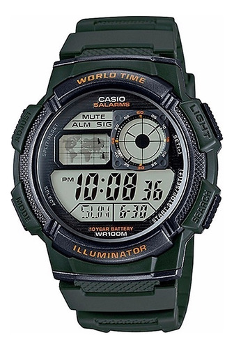 Reloj Pulsera Casio Youth Series Ae-1000 Hombre Verde Oscuro