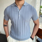 Polo De Manga Corta Para Hombre Con Cuello De Solapa, Camise