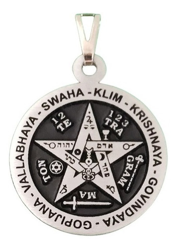 Colar Pentagrama Metal Pingente Tetragrammaton Esoterismo.  