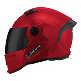 Capacete Motociclista Stealth Solid Brilhante Viseira Fumê Cor Vermelho Pimenta Tamanho Do Capacete 58