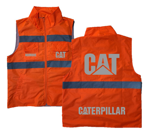 Chaleco Industrial Mod Cat Logo Estampado Reflejante