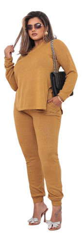 Conjunto Feminino Lanzinha 2 Peças Inverno Blusa Calça Frio