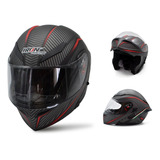 Casco Abatible Diseño Fibra De Carbono Rojo Mate Certif Dot