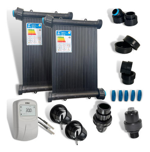 Kit Aquecedor Solar Piscina 20placas De 2mt Rosca+cdt+valvs