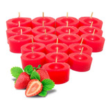 12 Velas Aromáticas Rechaud Morango Perfumada Decorativa