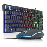 Kit Teclado + Mouse Led Colorido Exbom Usb Preto Bk-g550