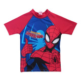 Remera Spiderman Malla Filtro Solar Uv 50 Marvel 8 Años