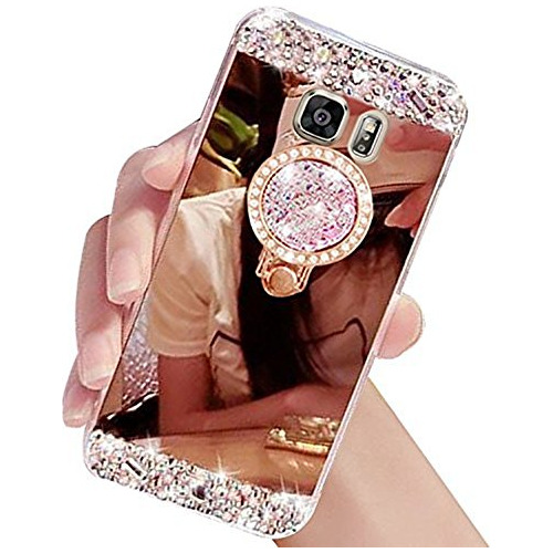 Funda Para Galaxy S8 Plus Rosa Dorado Goma Glass-02