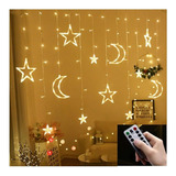 Guirnalda Navidad Usb Estrellas Lunas Cortina De Luces Led 