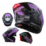 Casco Moto Abatible Luz Led Half K.o. Gafas Dot + Regalo Ste