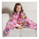 Manta Lepper Fleece De Sofá Cor Rosa Com Design Barbie Reinos Mágicos De 1.5m X 1.25m