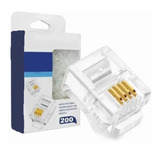 200pcs Plug Conector Rj11 6x4 Crimpar 4 Vias Telefonia Pct