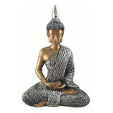 Escultura Ornamento Buda Hindu Tailandês Prata E Dourado