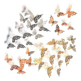 36 Piezas 3d Mariposa Decoración De Pared 3 Colores Ma...
