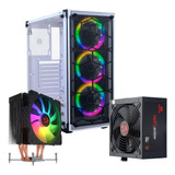 Combo Gabinete Blanco Abanicos Rgb, Fuente 600w, Cooler Aire