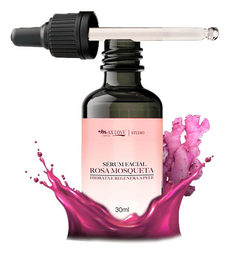 Sérum Facial Rosa Mosqueta Com Colágeno Ácido Hialurônico 