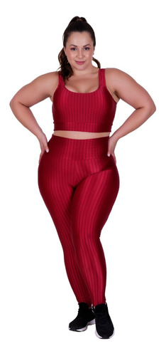 Conjunto Fitness Plus Size Calça E Top Academia Conforto