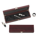 Set De Vino Grappa Estuche En Madera Corcho Descorchador