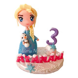 Cake Topper Elsa Frozen Anna Vela Pasta Francesa Pastel Niña