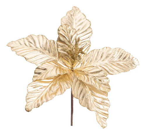 Flor Poinsettia Dourado Ouro 26cm