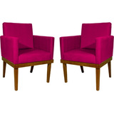 Kit 2 Poltronas Decorativas Mel Sala Suede Cores Reforçadas Sala Quarto Escritório Consultorio Cadeira Puff Cor Pink Desenho Do Tecido Suede Liso