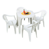 Conjunto Mesa Com 4 Cadeiras Tramontina Plástico Resistente