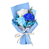 Buquê De Flores De Sabão, Lembrança De 15cm Papel Azul